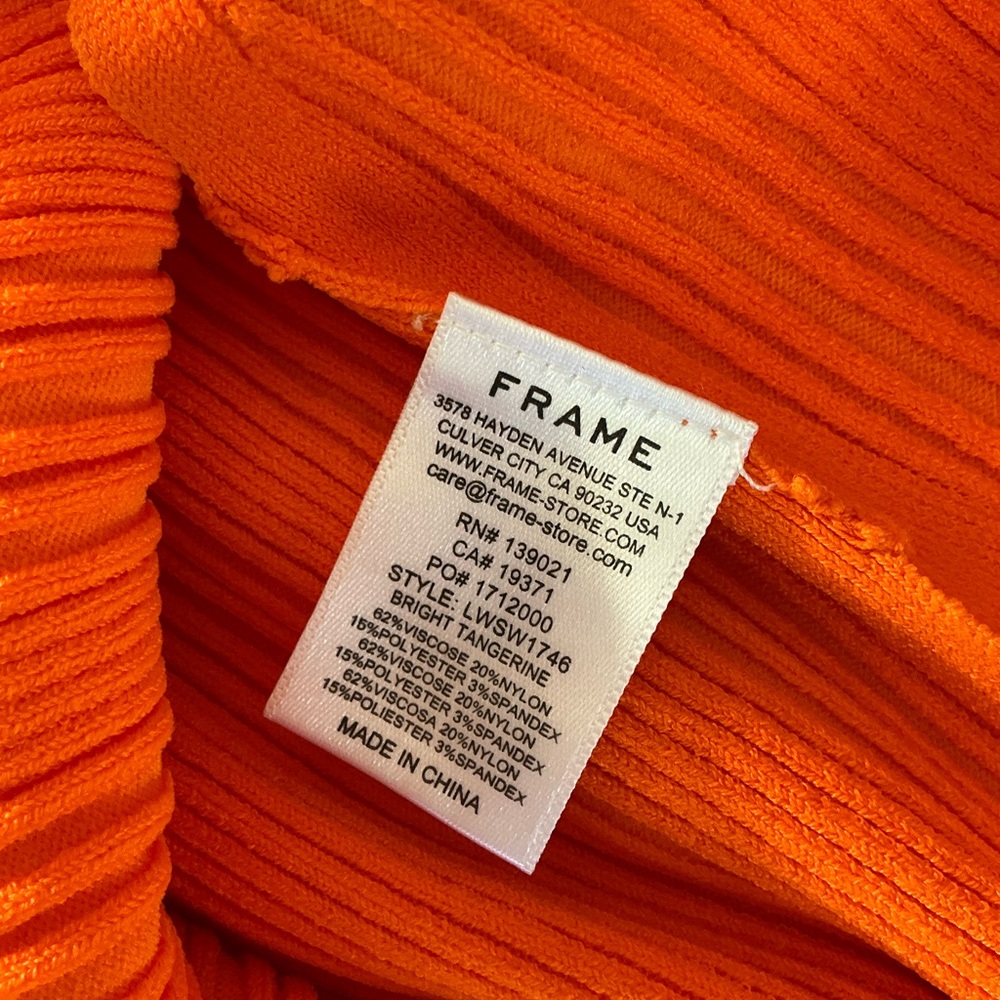 Frame Women’s Orange Ribbed Cit Out Sleeveless Top L - Picture 7 of 15